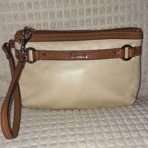 Coach Larger Vintage Wristlet in Beige & Tan